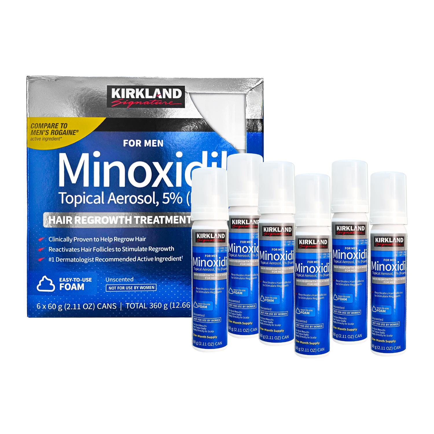Minoxidil Espuma para Barba y Cabello - Kirkland 60 ml