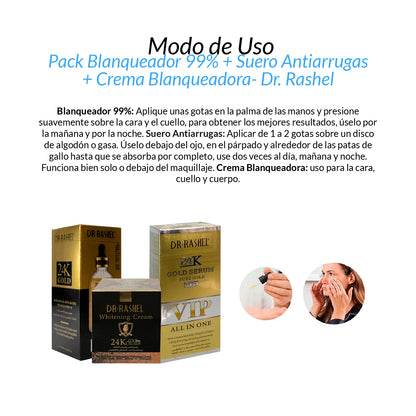 Dr Rashel - Blanqueador 99% + Suero Antiarrugas + Crema Blanqueadora