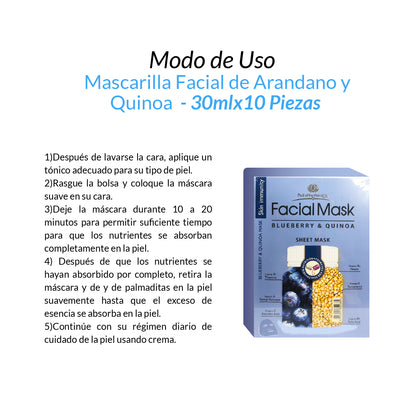 Mascara Facial de Arandano y Quinoa 30ml x10 piezas.