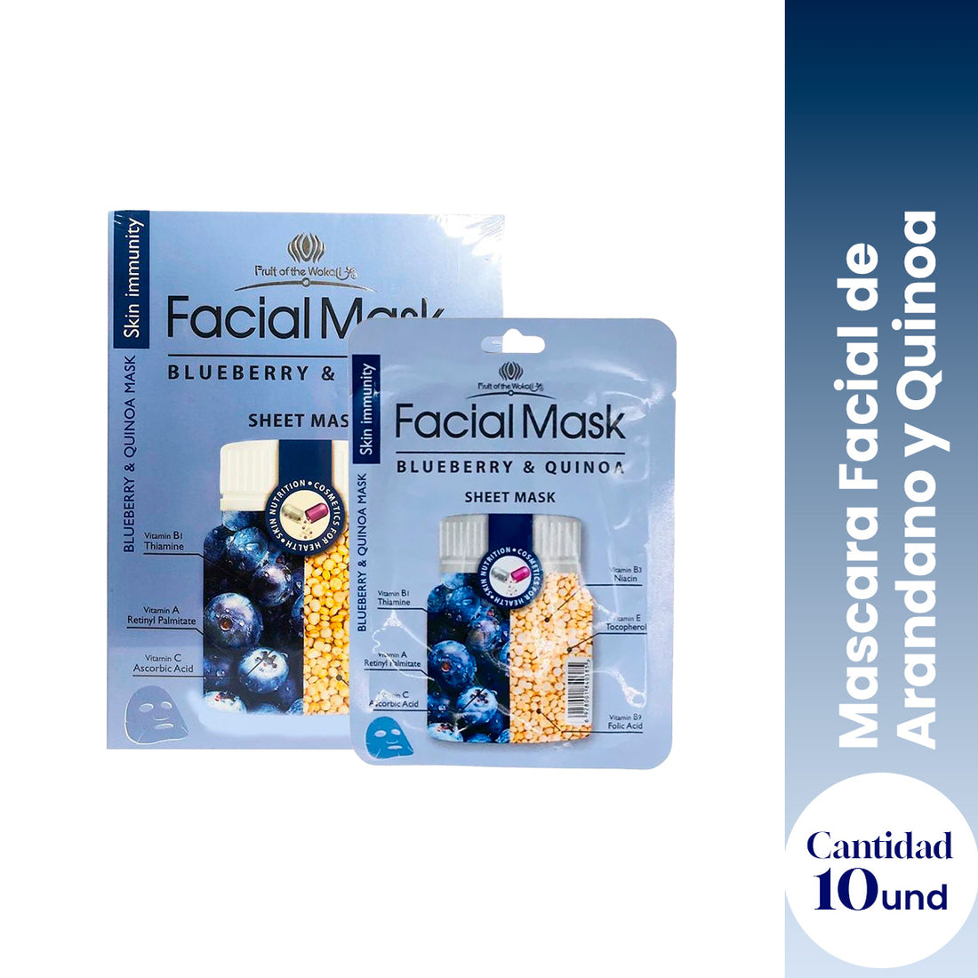 ¡liquidación! FRUIT OF THE WOKALI – MASCARILLA HIDRATANTE FACIAL – BLUEBERRY & QUINOA – 30mlx10und
