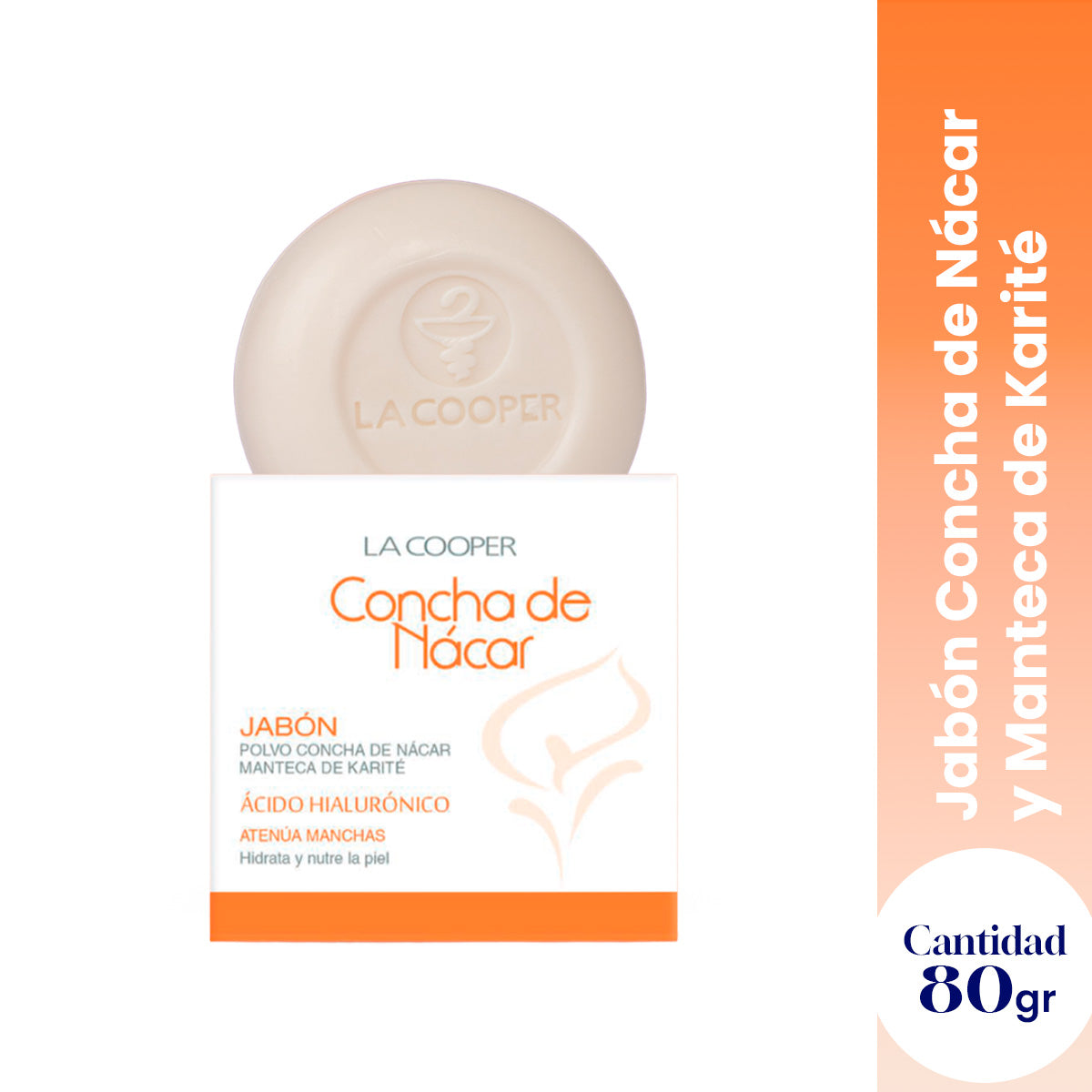 La Cooper Jabón – Hidratación – Concha de Nácar &amp; Ácido Hialurónico 80g