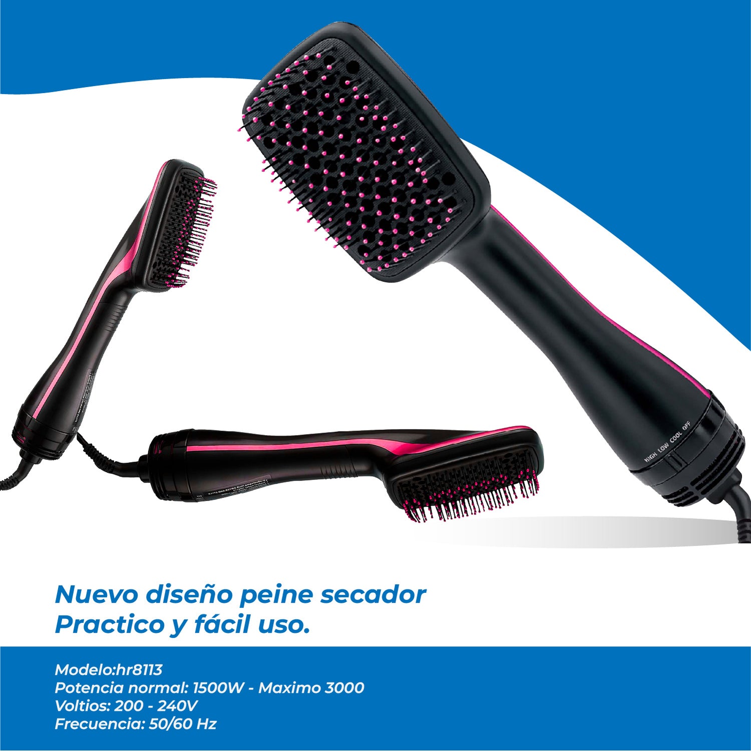 Secador de pelo y peinador Rozia HR8113 – Importacionessumak