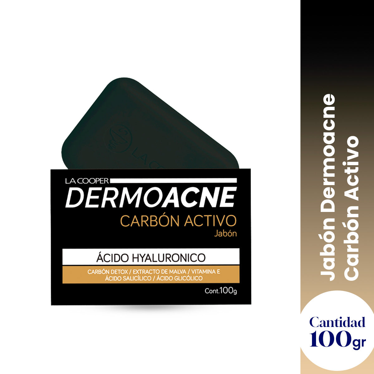 La Cooper – Jabón Dermoacne Carbón Activo con Ácido Hialurónico – 100g