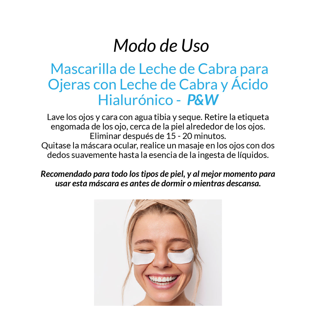 Mascarilla para ojeras de Leche de Cabra con Ácido Hialuronico - P&amp;W