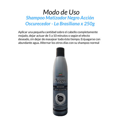 Shampoo Matizador Negro Acción Oscurecedor - La Brasiliana x 250g