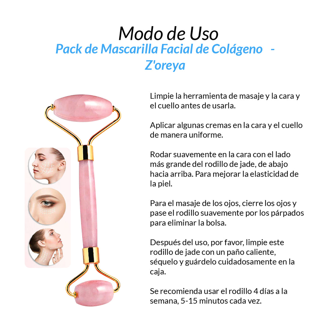 Rodillo Facial de Cuarzo Rosa - Z&