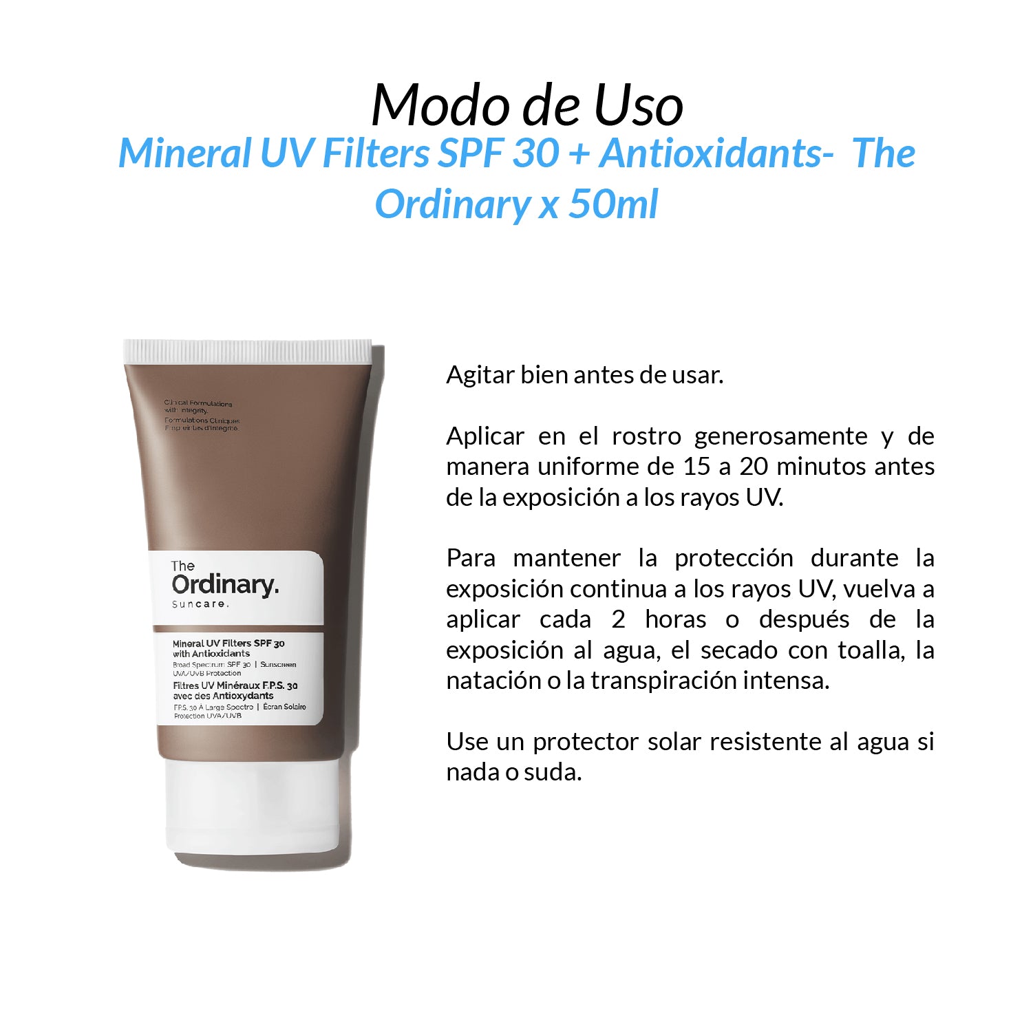 Mineral UV Filters SPF 30s  + Antioxidant - The Ordinary x 50ml