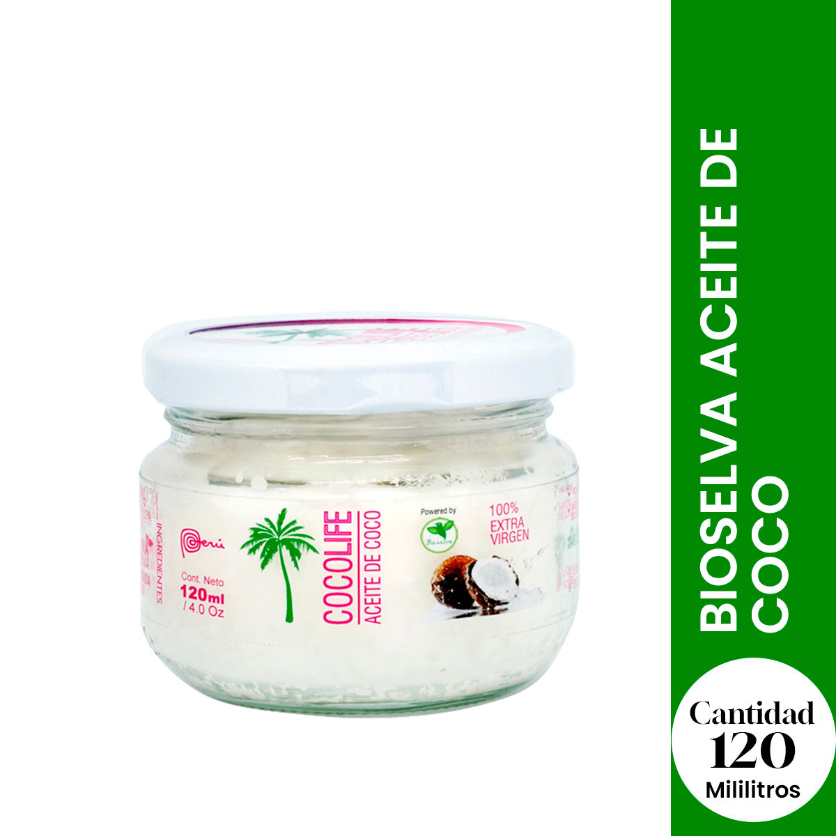 COCO LIFE – ACEITE MULTIUSO 100% NATURAL – COCO VIRGEN PRENSADO EN FRÍO – 120g