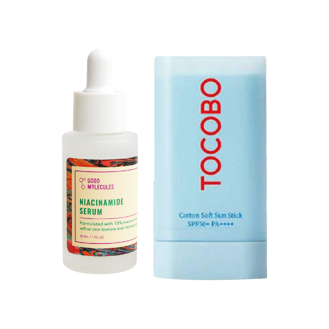 Niacinamide 30ml Good Molecules + Barra solar Tocobo SPF 50 30gr