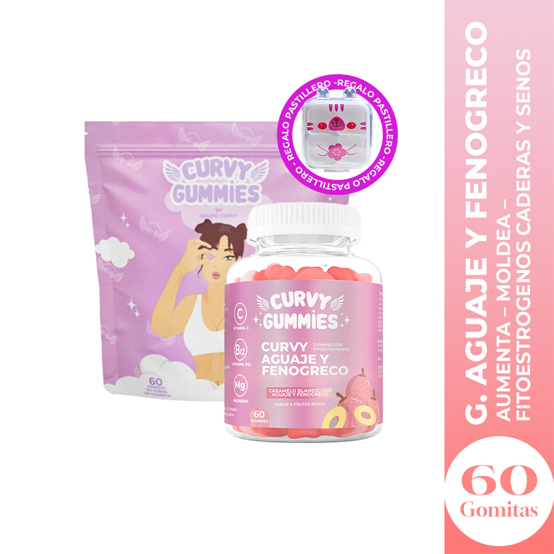 Suplemento Aguaje en Gomitas - Curvy Gummies + REGALO PORTA GOMITAS