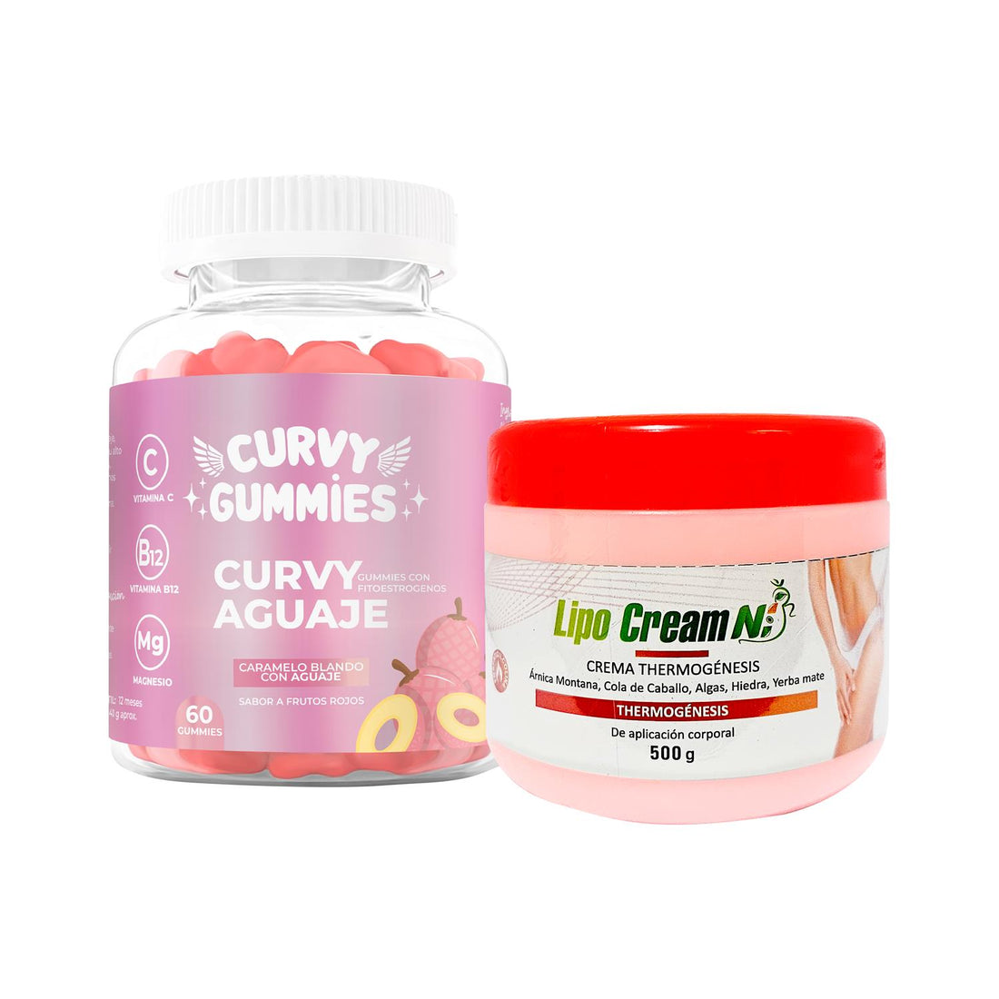 Suplemento Aguaje Gomitas + Crema Thermogénesis Tapa roja Lipo Cream