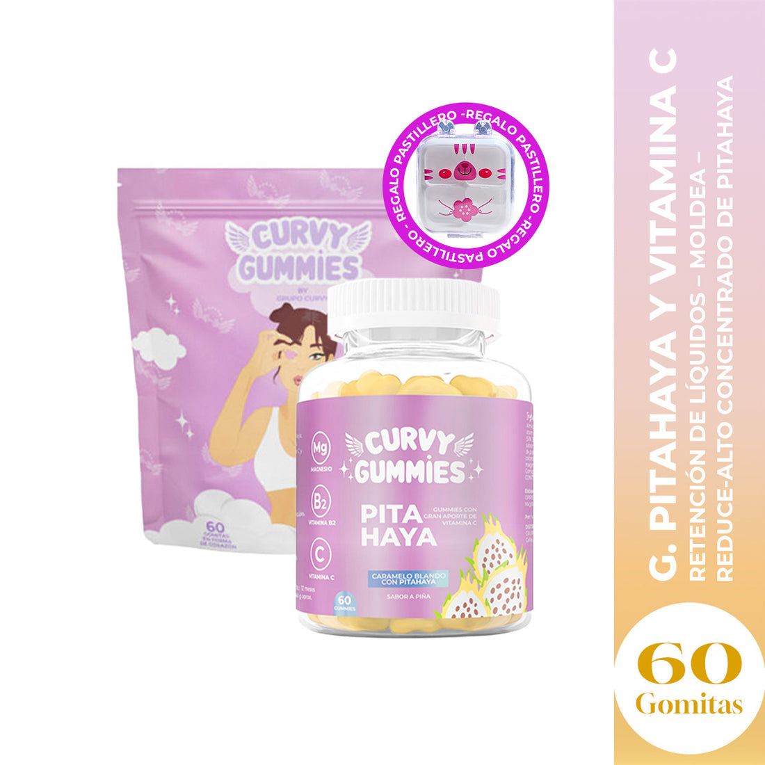 Suplemento PITAHAYA en Gomitas - Curvy Gummies + REGALO PORTA GOMITAS