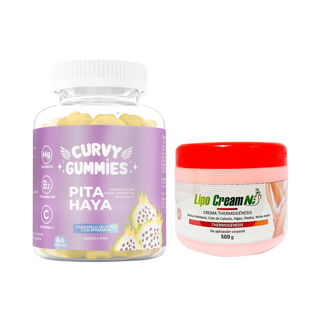 Suplemento Pita Haya Gomitas + Crema Thermogénesis Tapa roja Lipo Cream