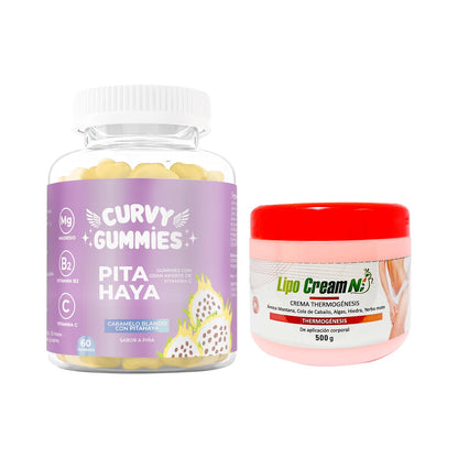 Suplemento Pita Haya Gomitas + Crema Thermogénesis Tapa roja Lipo Cream