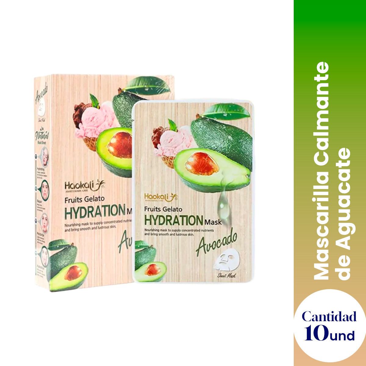 ¡liquidación! FRUIT OF THE WOKALI – MASCARILLA ESENCIA DE AGUACATE HIDRATANTE Y REPARADORA – 30ML X 10 PIEZAS