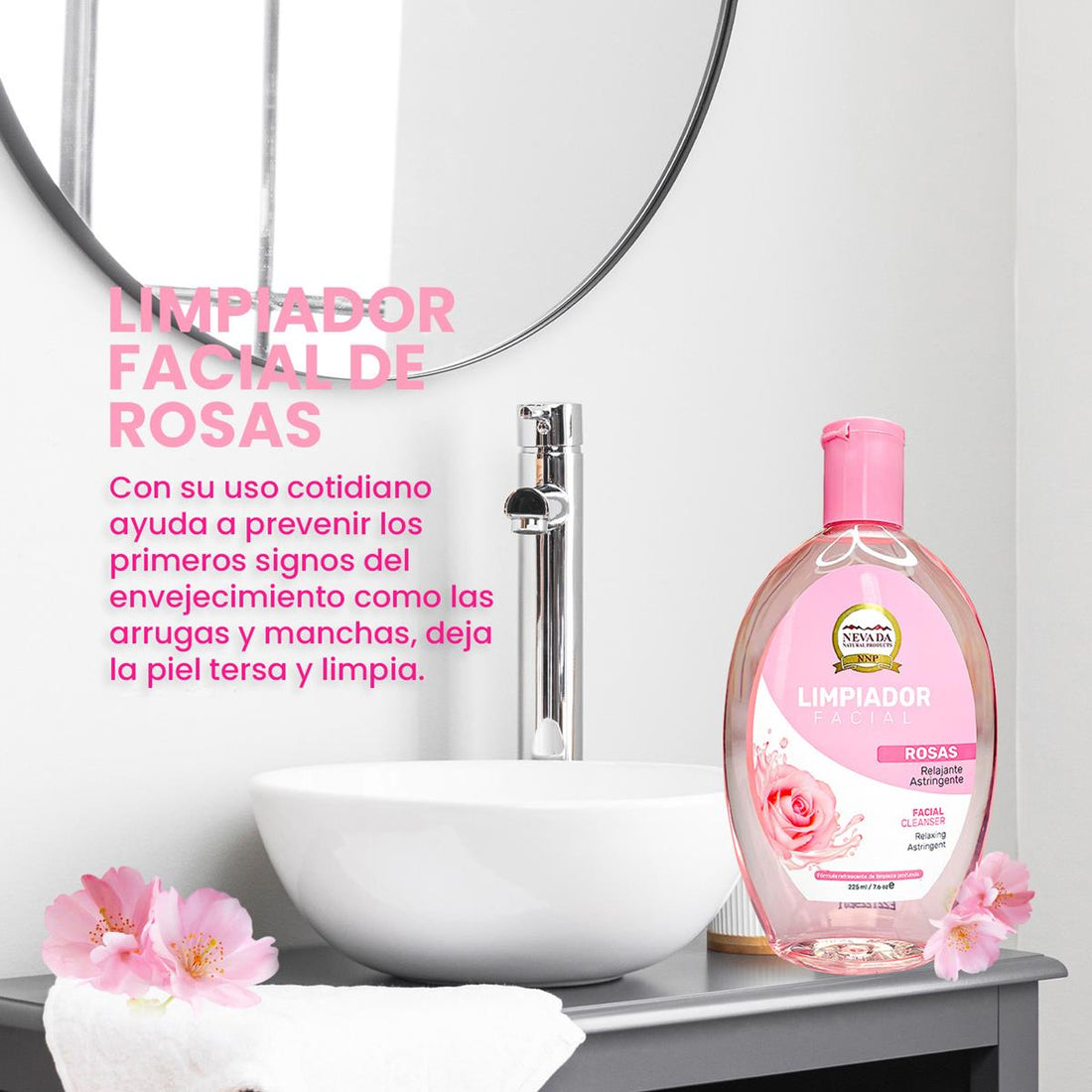 Limpiador facial de rosas 225ml - Nevada