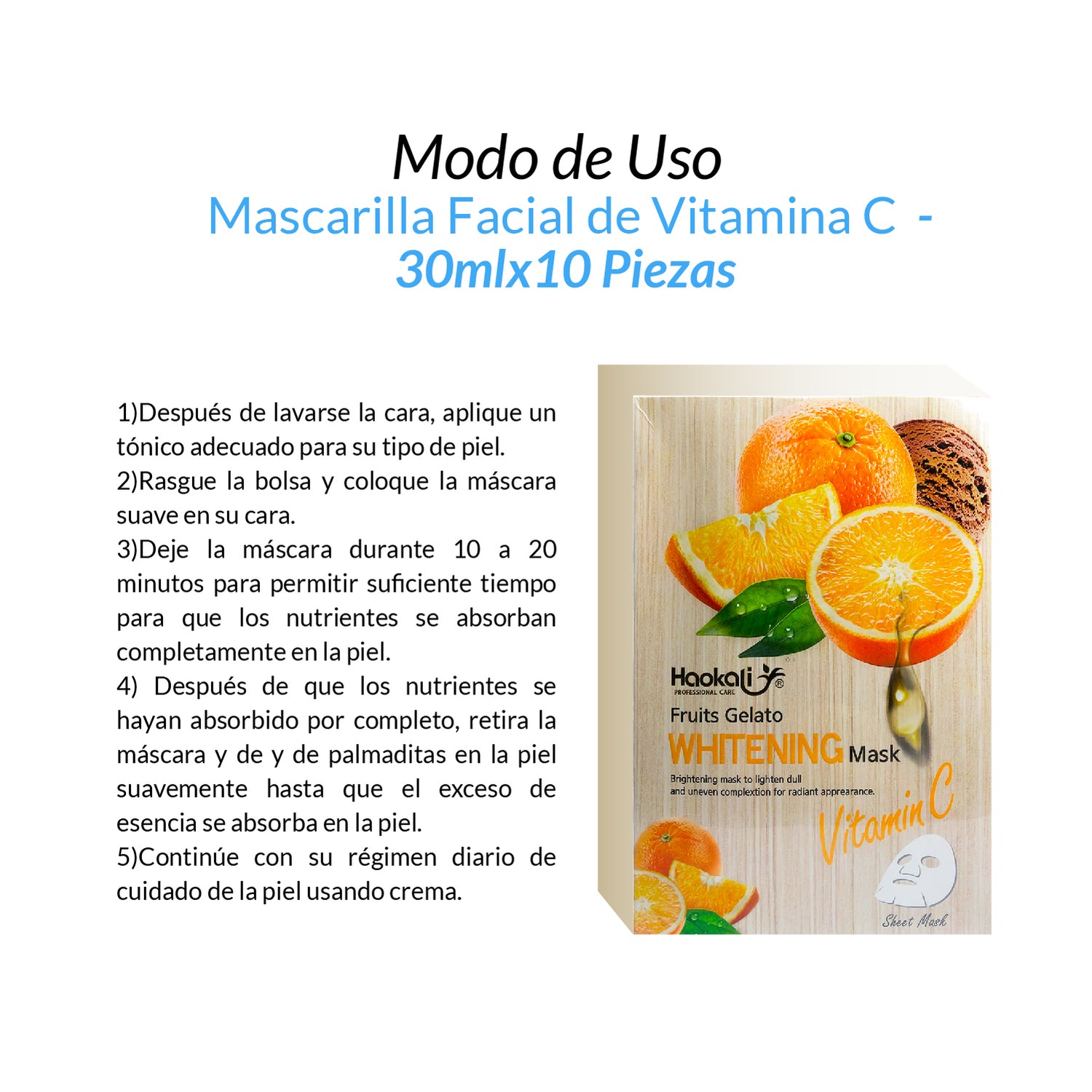 Mascara Facial Vitamina C 30ml x10 piezas.