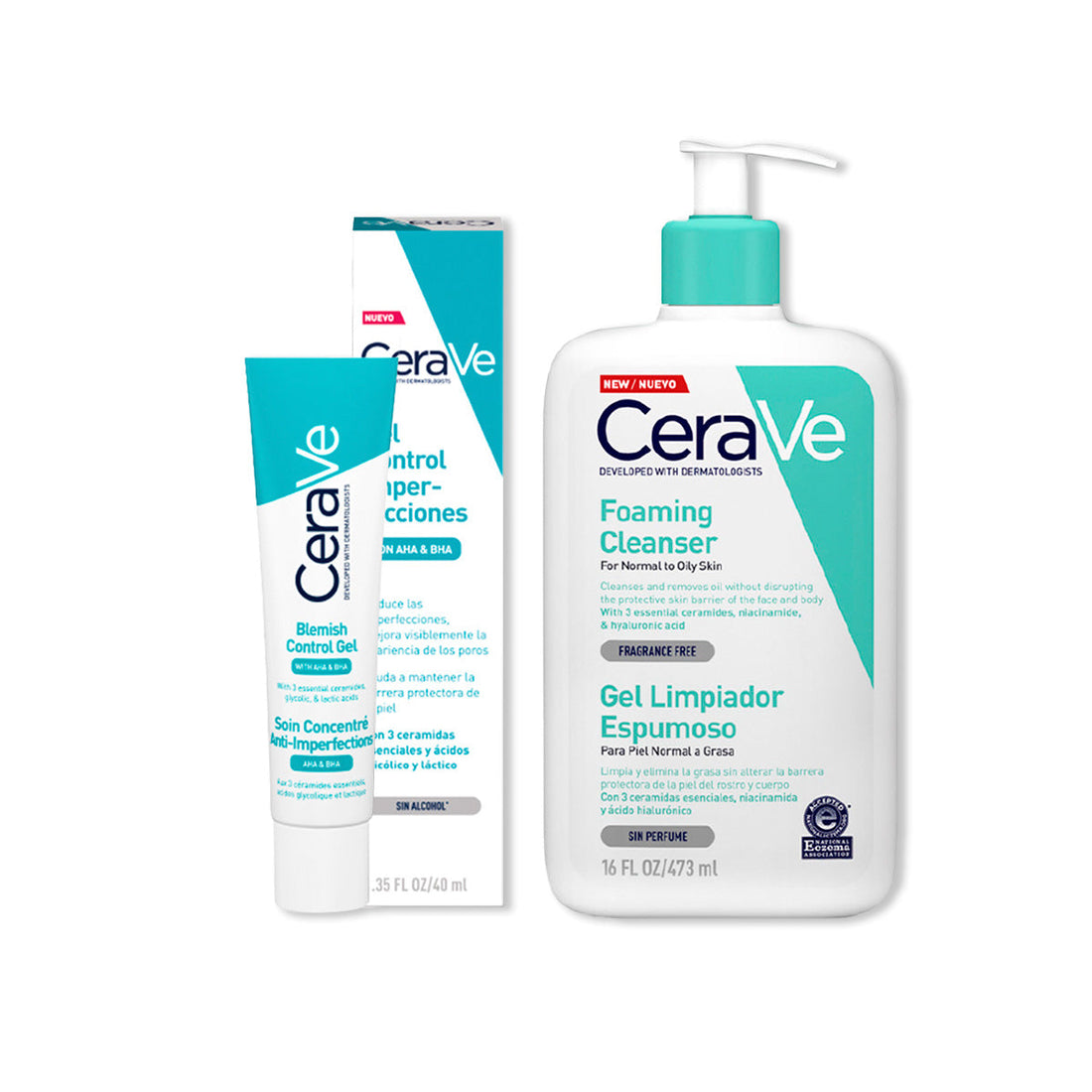 CeraVe Tratamiento Anti-imperfecciones Blemish Control 40ml+CeraVe Gel Limpiador Espumoso Foaming Cleanser 473ml