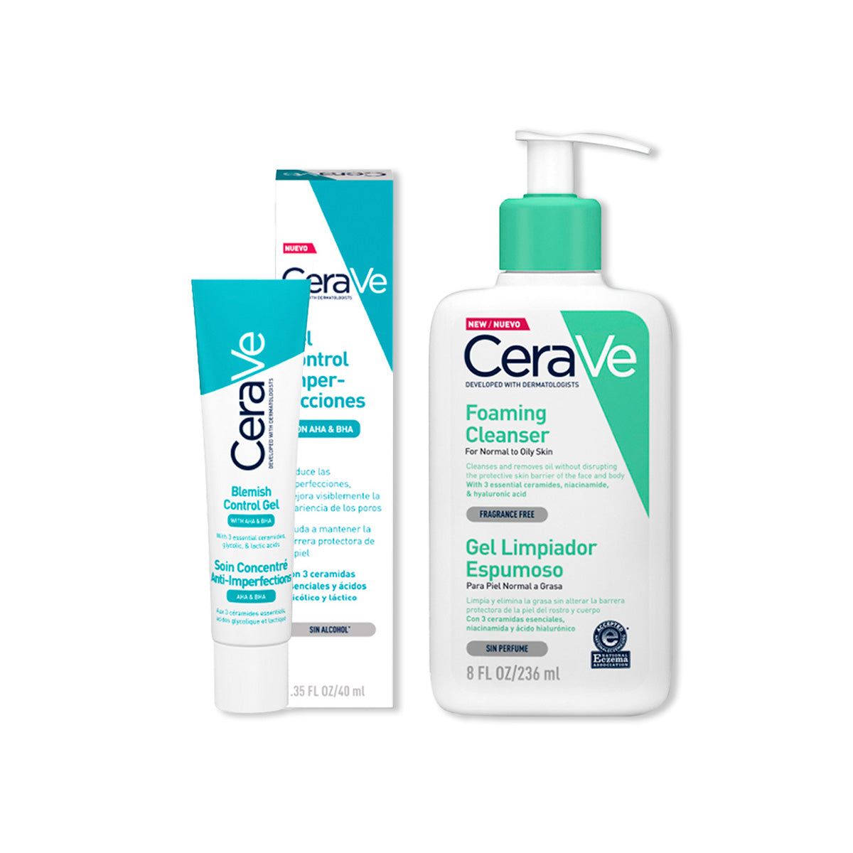 CeraVe Tratamiento Anti-imperfecciones Blemish Control 40ml+CeraVe Gel Limpiador Espumoso Foaming Cleanser 236ml