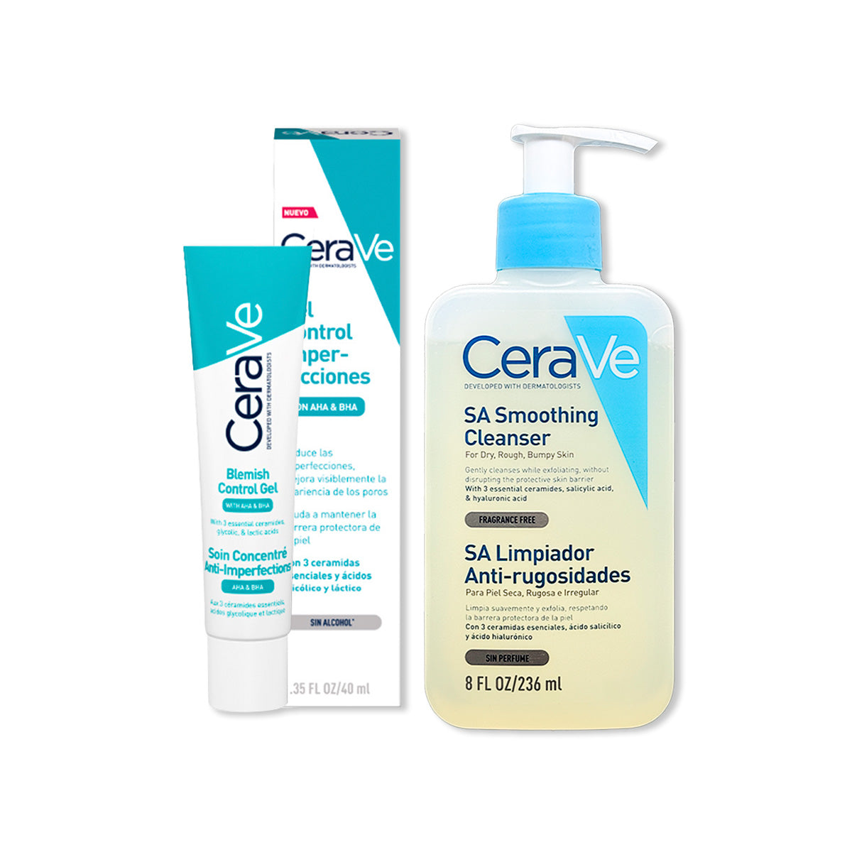 CeraVe Tratamiento Anti-imperfecciones Blemish Control 40ml+CeraVe Limpiador Suavizante SA Smoothing Cleanser 236ml