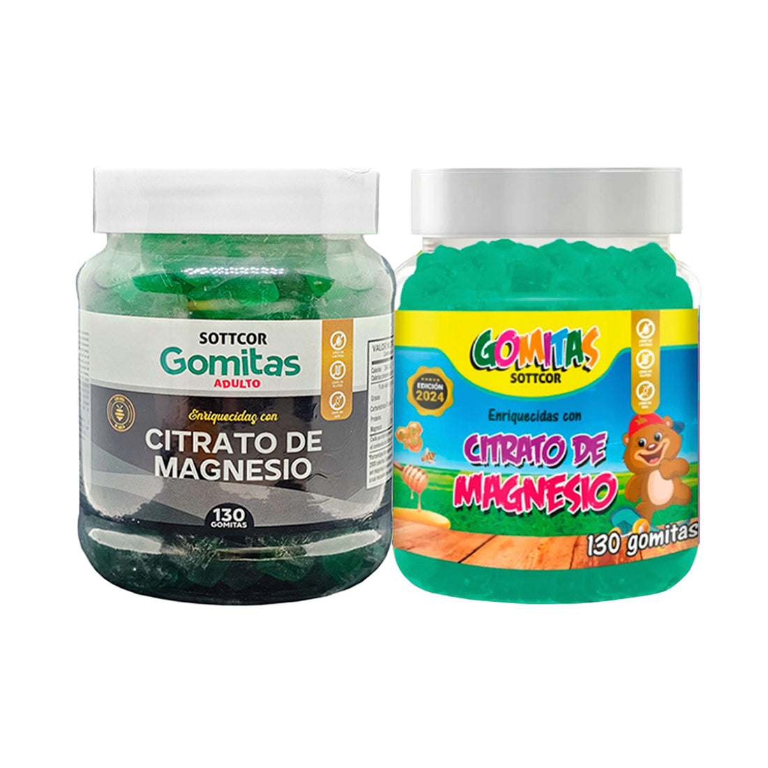 Duo Gomitas Magnecio Niños + Citrato de Magnesio Adulto Sottcor