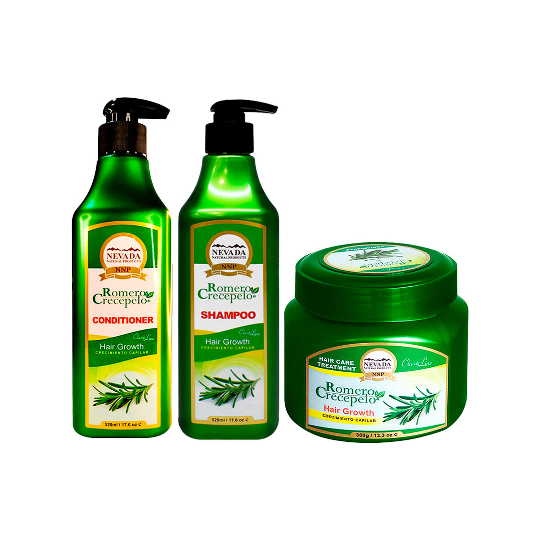 Shampoo y Acondicionador 520ml + Cremero 380Gr Romero Crecepelo