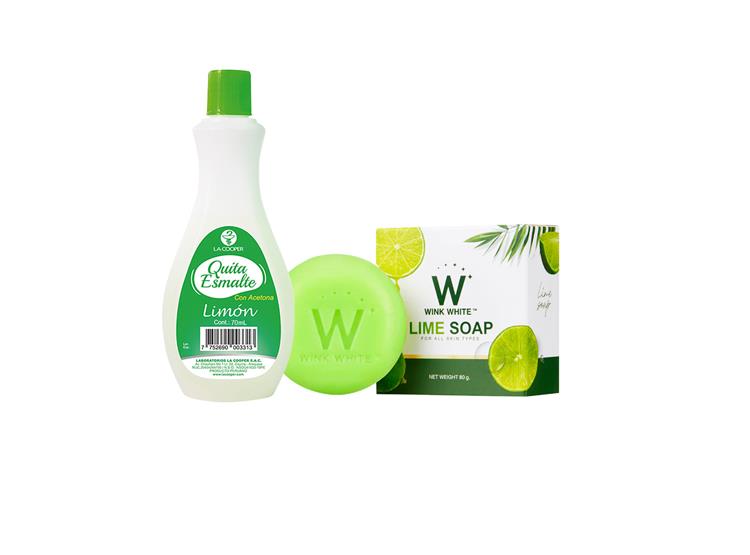 Quita Esmalte Limón 165ml + Jabón Blanqueador de Lima 80Gr