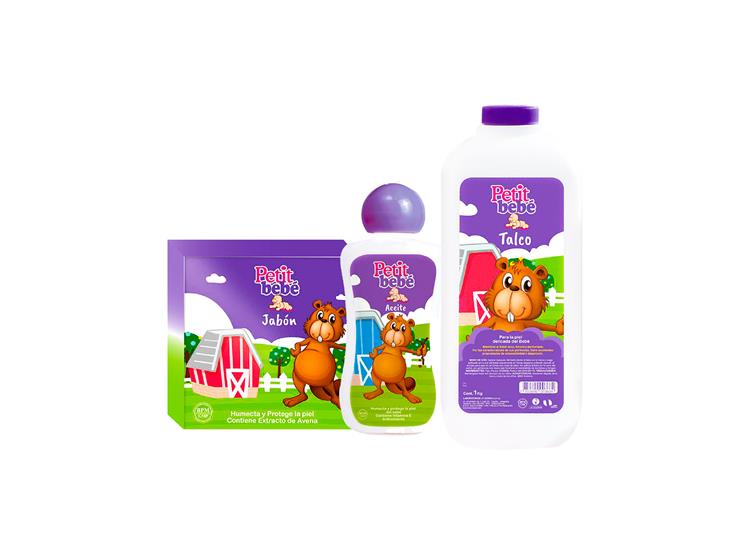 Jabón 80Gr + Aceite130ml + Talco 1kg Petit Bebe