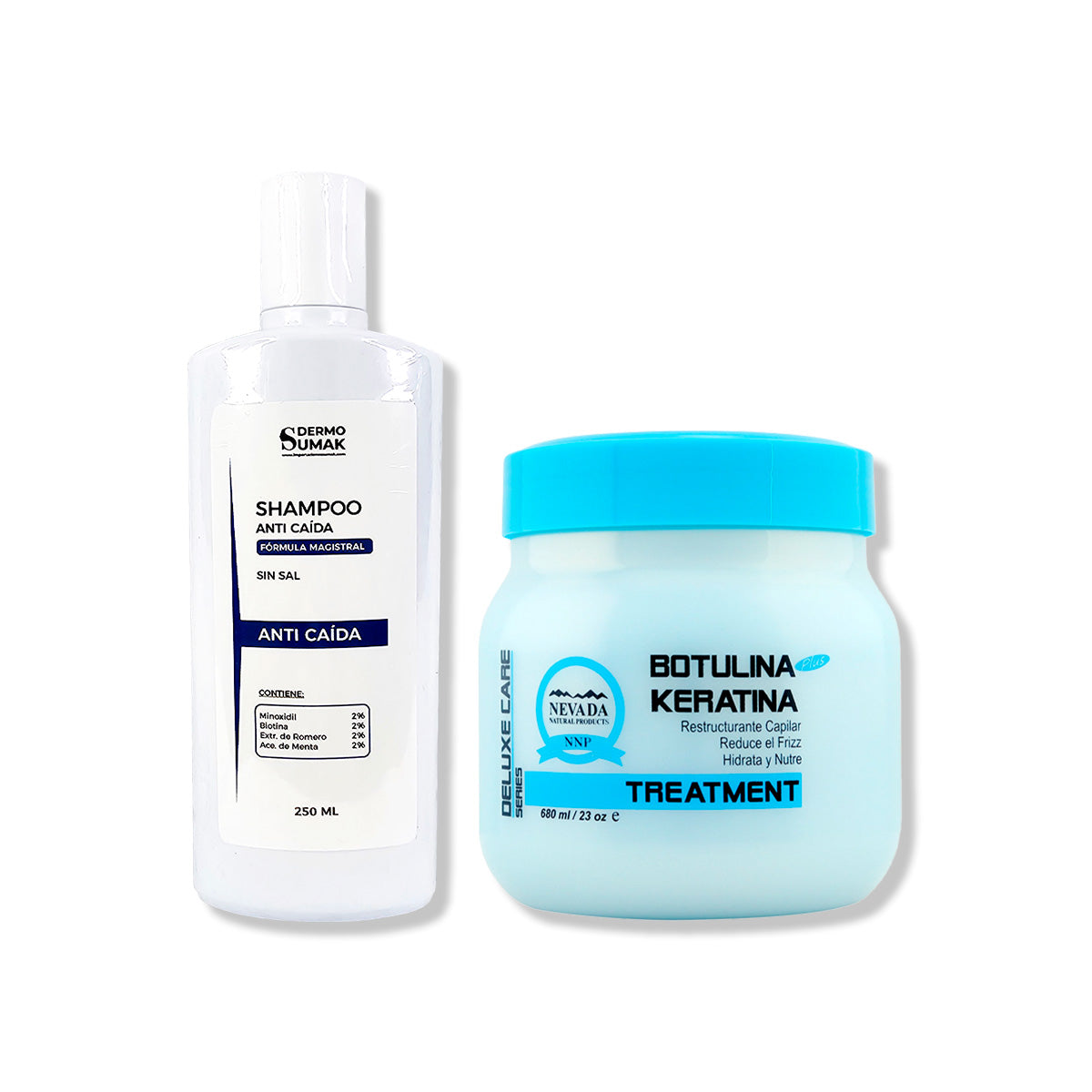 SHAMPOO ANTICAIDA SIN SAL 250ML + RESTRUCTURANTE CAPILAR BOTOX 680ml