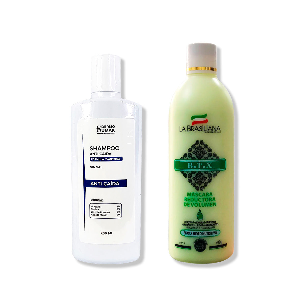 SHAMPOO ANTICAIDA SIN SAL 250ML + MÁSCARA REDUCTORA DE VOLUMEN B.T.X