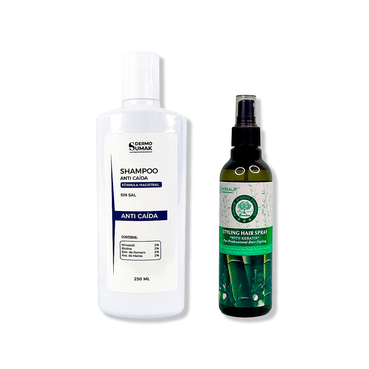 SHAMPOO ANTICAIDA SIN SAL 250ML + SPRAY DE FIBRA DE BAMBOO 250ml