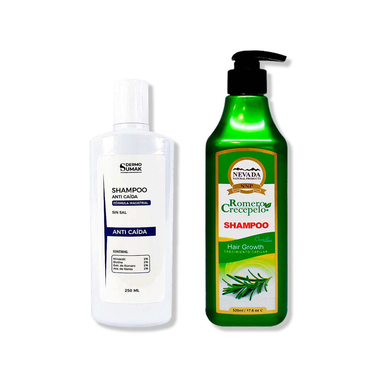 SHAMPOO ANTICAIDA SIN SAL 250ML + SHAMPOO ROMERO CRECEPELO 520ML