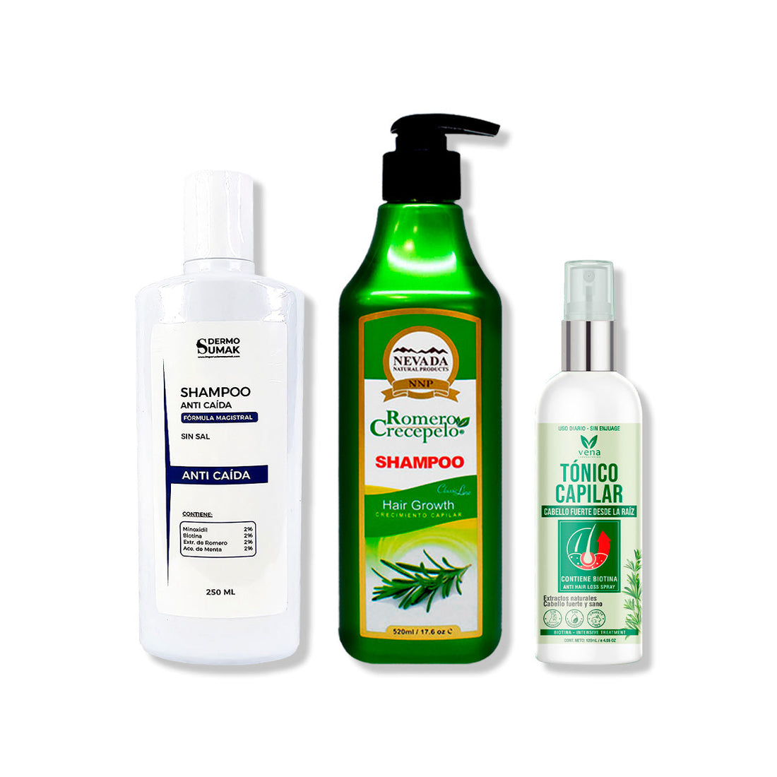 SHAMPOO ANTICAIDA 250ML + SHAMPOO ROMERO 520ML + TÓNICO CAPILAR ROMERO