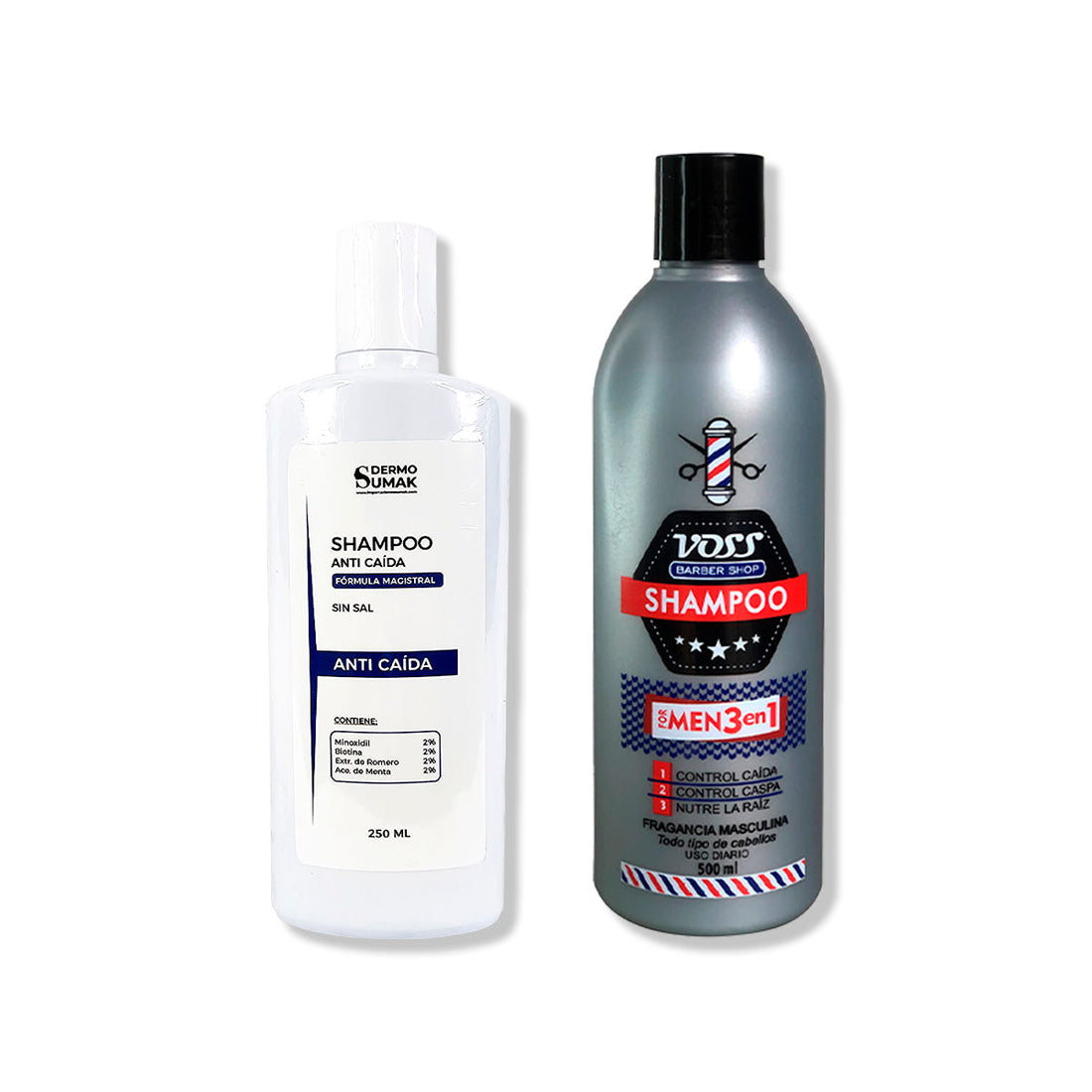 SHAMPOO ANTICAIDA SIN SAL 250ML + SHAMPOO VOSS 3 EN 1 FOR MEN 500ml