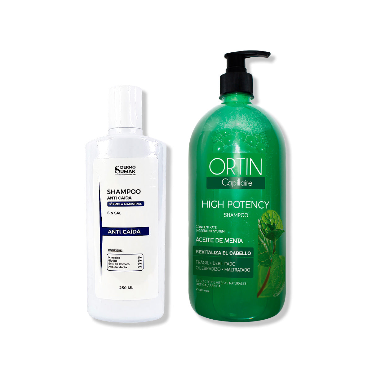 SHAMPOO ANTICAIDA SIN SAL 250ML + SHAMPOO ORTIN CAPILLAIRE 1LT