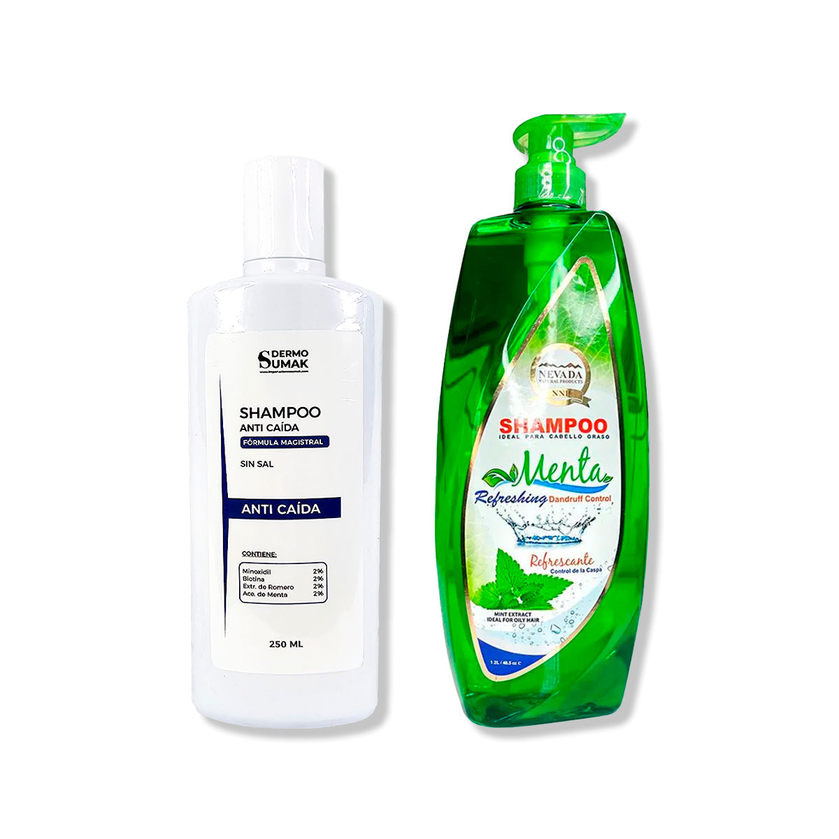 SHAMPOO ANTICAIDA SIN SAL 250ML + SHAMPOO EXTRACTO DE MENTA 1.2LT