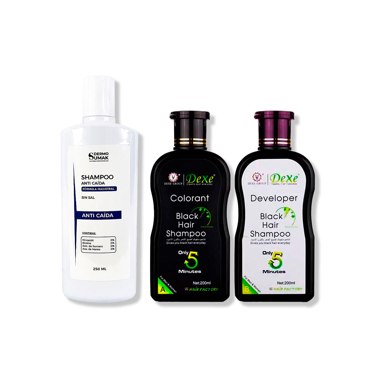 SHAMPOO ANTICAIDA SIN SAL 250ML +SHAMPOO BLACK HAIR 200ML