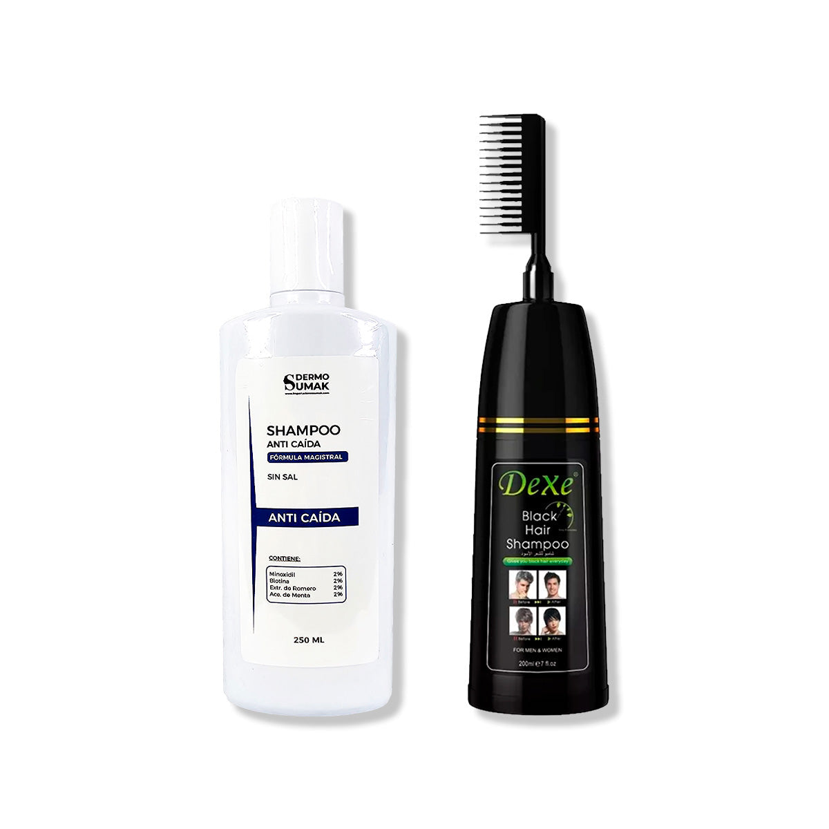 SHAMPOO ANTICAIDA 250ML + SHAMPOO CUBRE CANA VERSIÓN PEINE 200ML