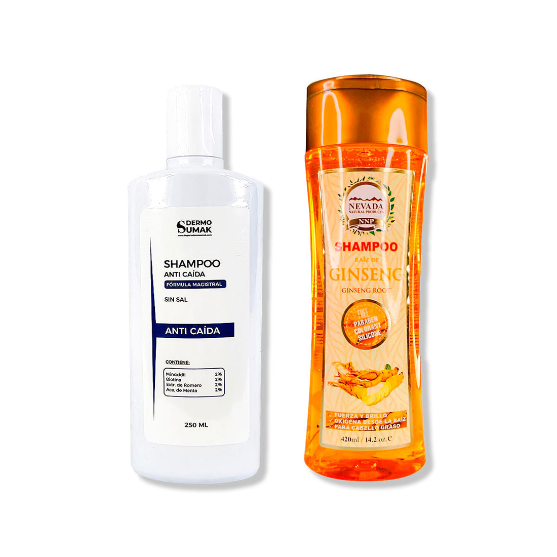 SHAMPOO ANTICAIDA SIN SAL 250ML + SHAMPOO RAIZ DE GINSENG 420ML