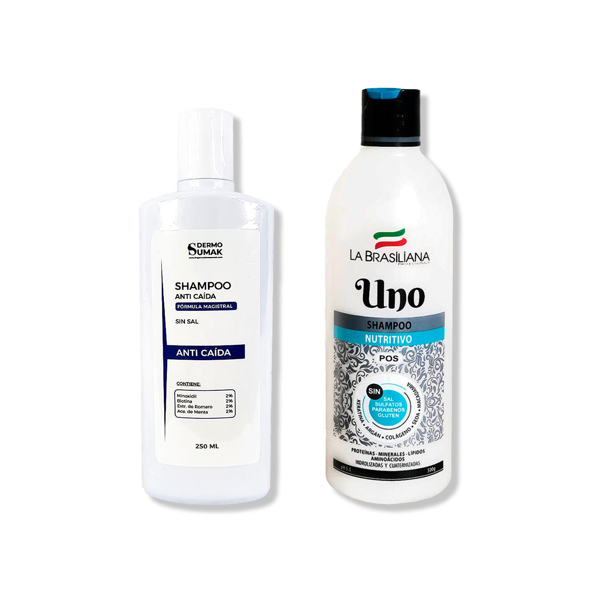 SHAMPOO ANTICAIDA SIN SAL 250ML + SHAMPOO UNO 500GR