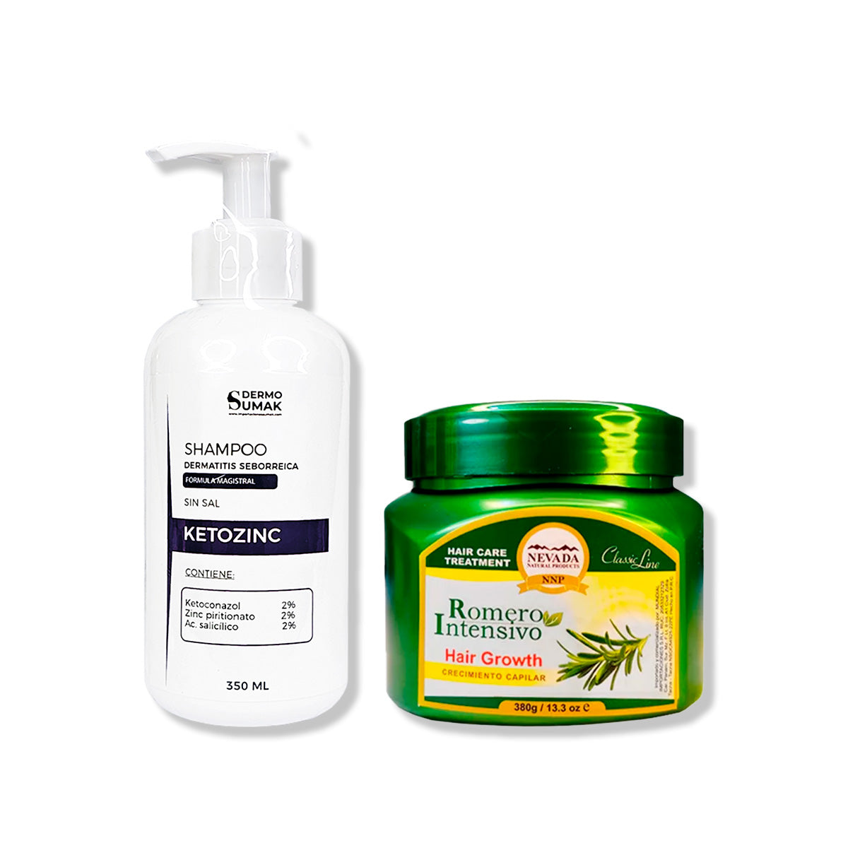 SHAMPOO SIN SAL KETOZINC 350ML+ CREMA CRECIMIENTO CAPILAR 380GR