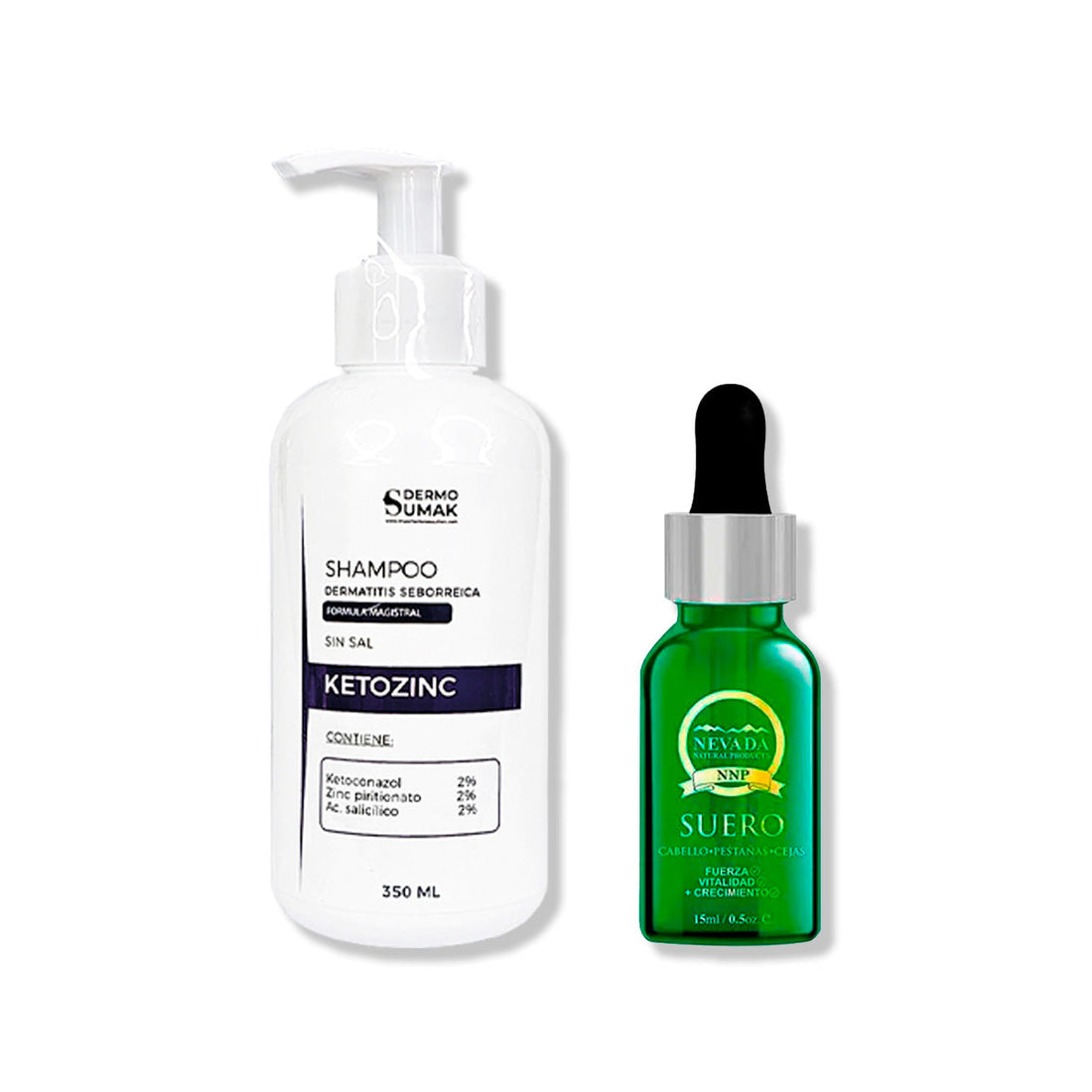 SHAMPOO SIN SAL KETOZINC 350ML+ SUERO DE BIOTINA Y ROMERO 15ML