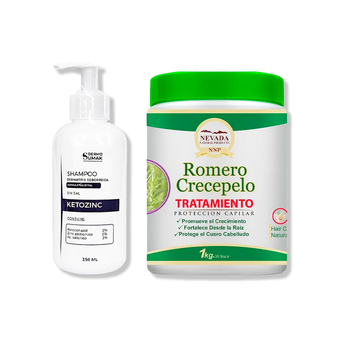 SHAMPOO SIN SAL KETOZINC 350ML+ TRATAMIENTO PROTECCIÓN CAPILAR 1KG