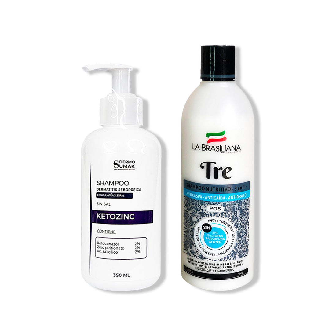 SHAMPOO SIN SAL KETOZINC 350ML+ SHAMPOO TRE 500GR