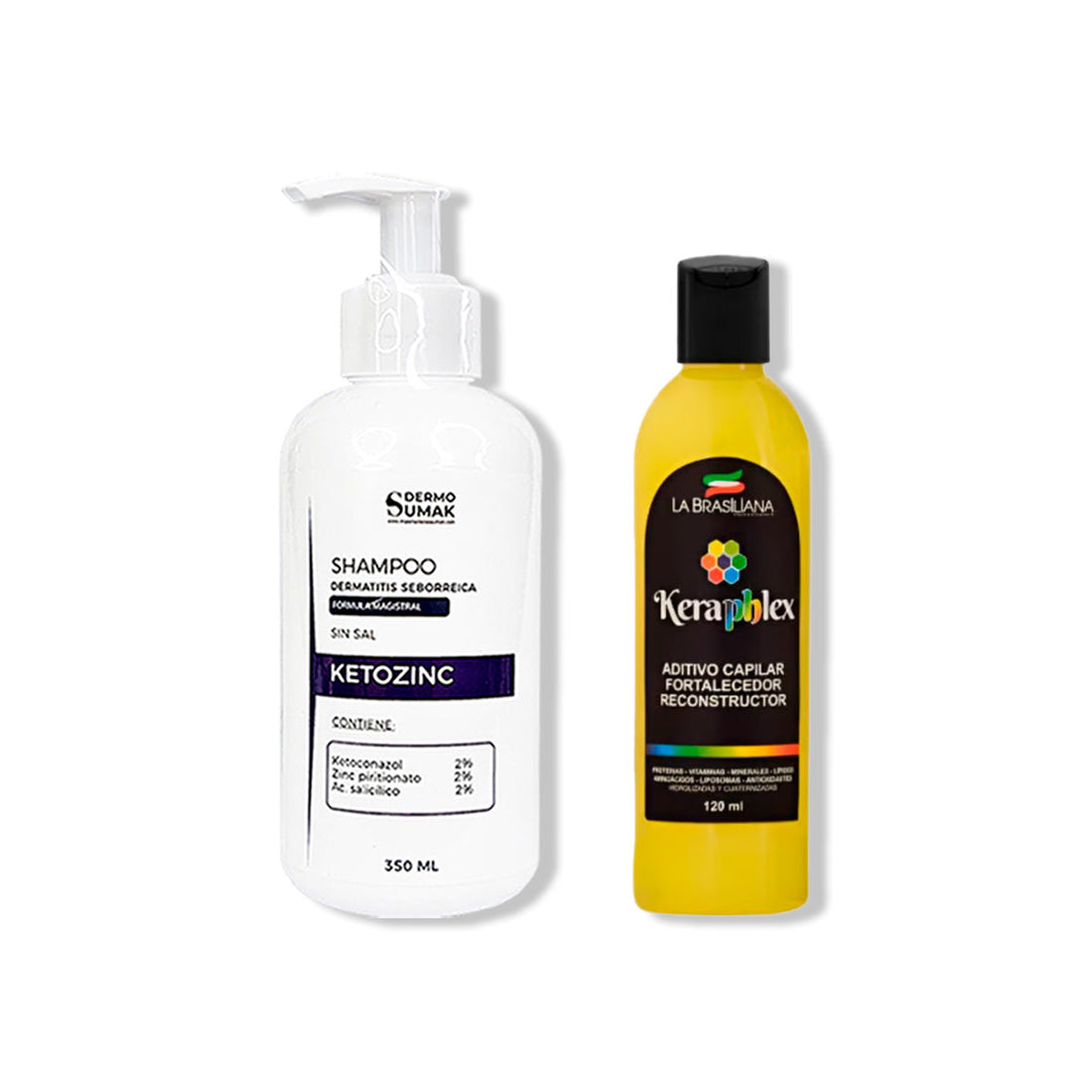 SHAMPOO KETOZINC 350ML + KERAPHLEX FORTALECEDOR RECONSTRUCTOR 120GR