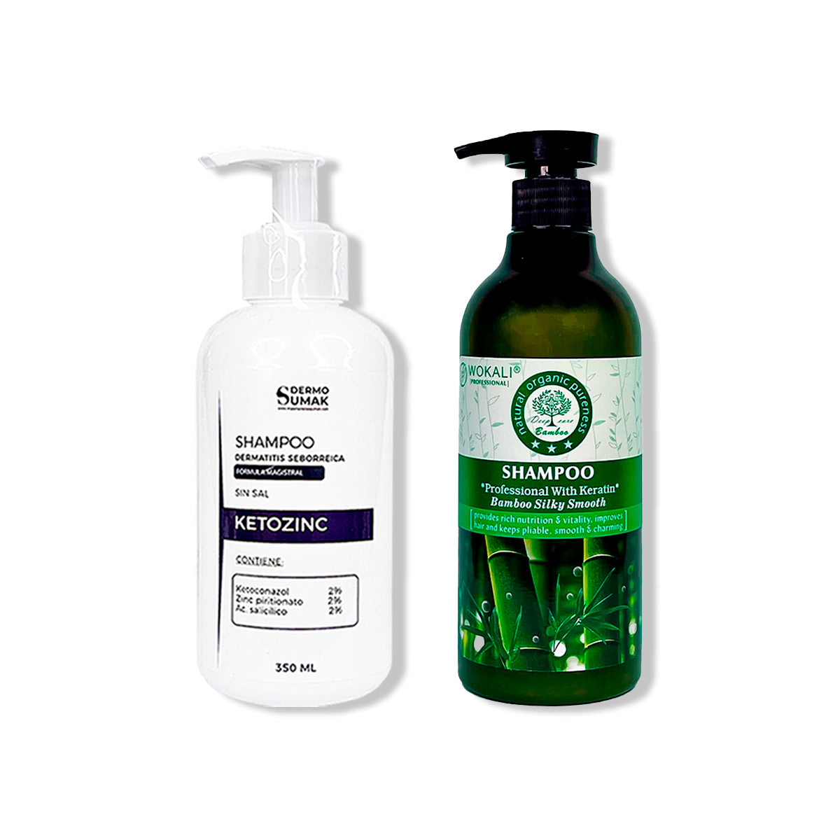 SHAMPOO SIN SAL KETOZINC 350ML+ ACONDICIONADOR DE BAMBOO 550ML