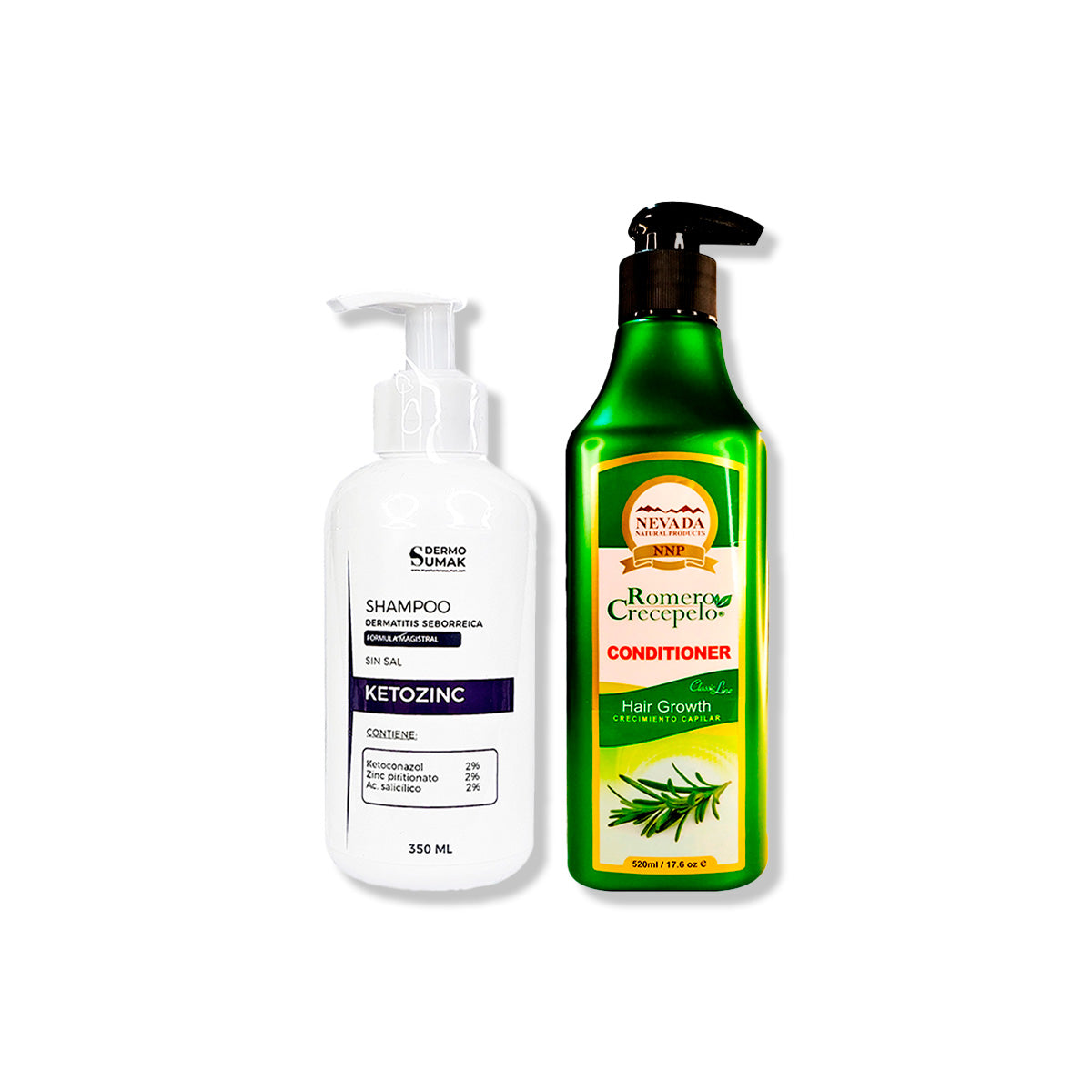 SHAMPOO SIN SAL KETOZINC 350ML + ACONDICIONADOR ROMERO CRECEPELO 500ML