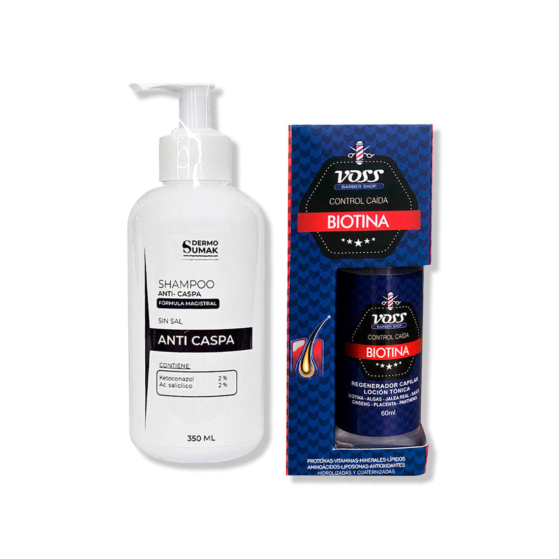 SHAMPOO ANTICASPA SIN SAL 350ML + BIOTINA CONTROL DE CAIDA 60ML