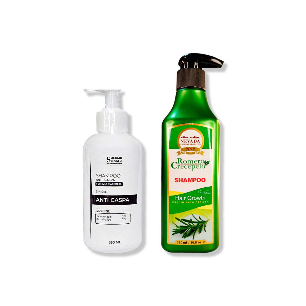 SHAMPOO ANTICASPA SIN SAL 350ML + SHAMPOO ROMERO CRECEPELO 320ML