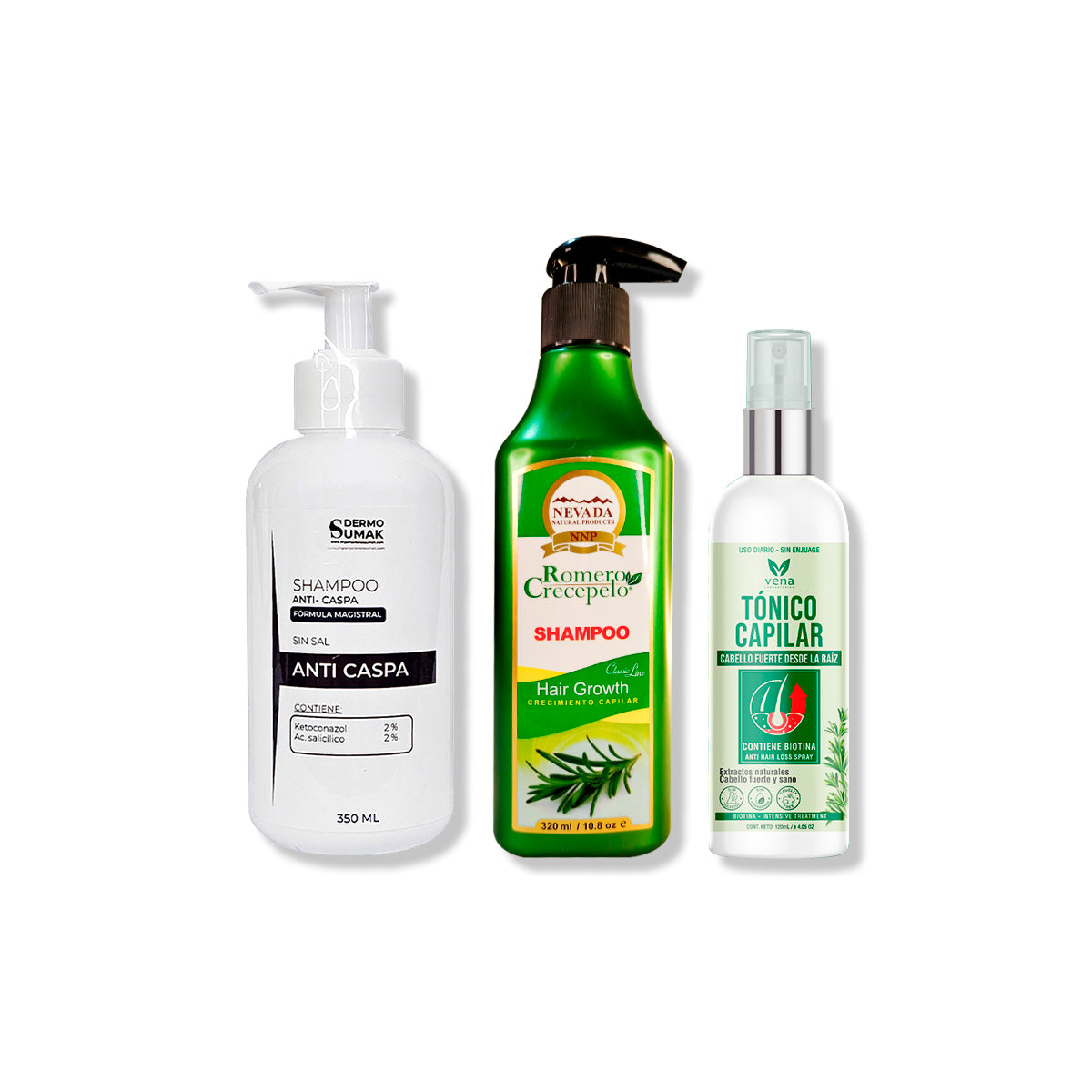 SHAMPOO ANTICASPA 350ML + SHAMPOO ROMERO 320ML + TÓNICO CAPILAR ROMERO